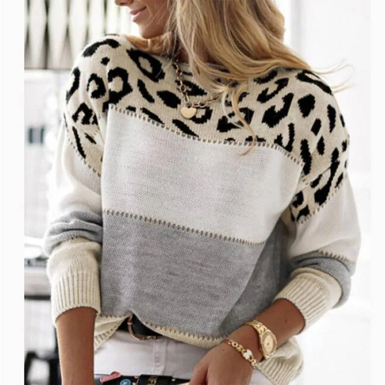 Cheyenne - Casual Sweater with Leopard Design
