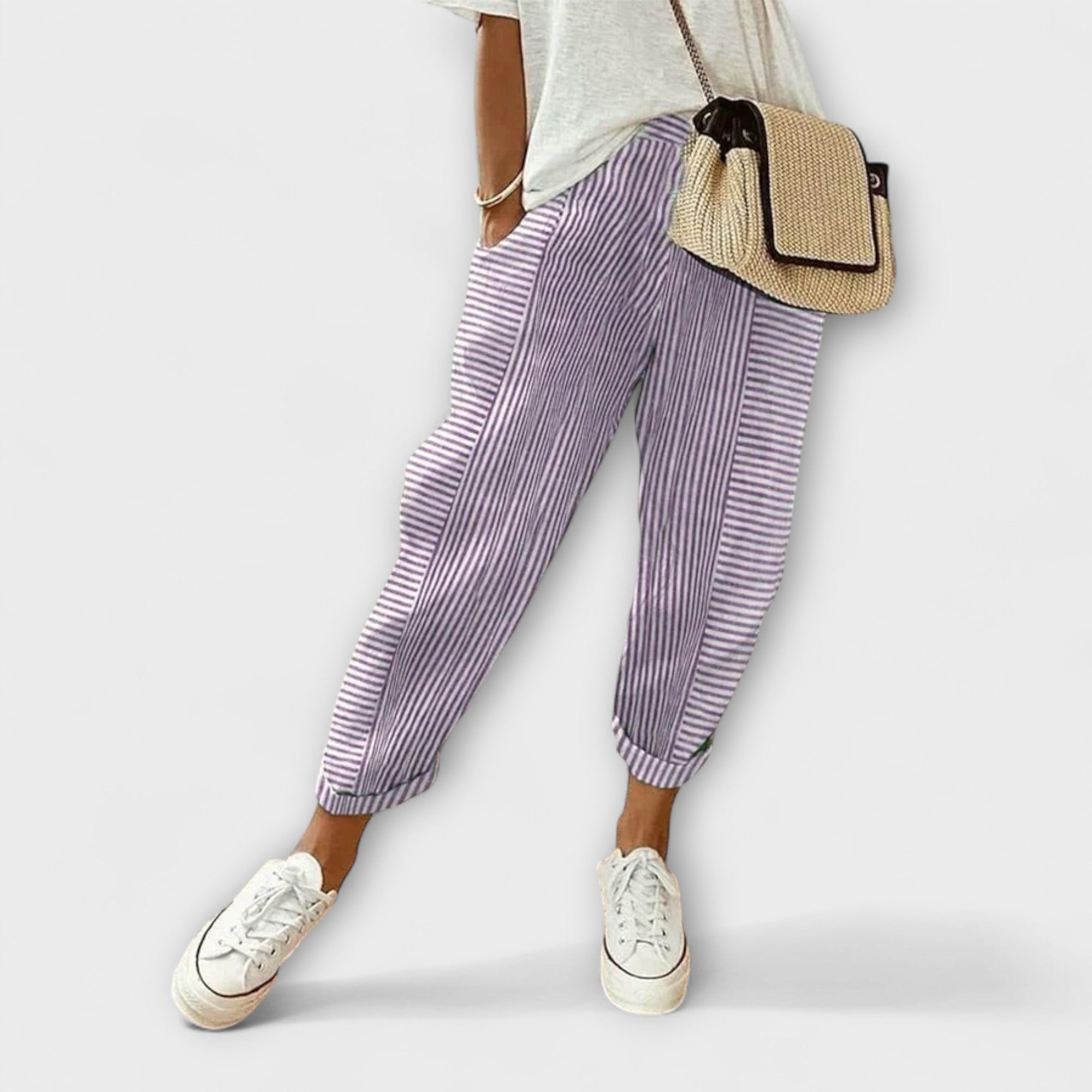 Sanne - Comfortable Striped Pants