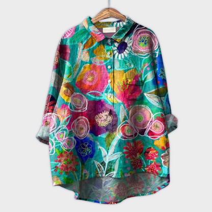 Magdalena - Handmade Women's Blouse with Floral Design