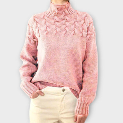 Eva - Women's Sweater with Cable Knit Detail